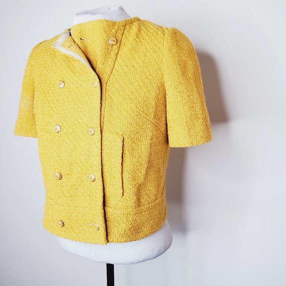 ANTHRO CIDRA Tweed Mustard Yellow Retro Jacket - Picture 4 of 10
